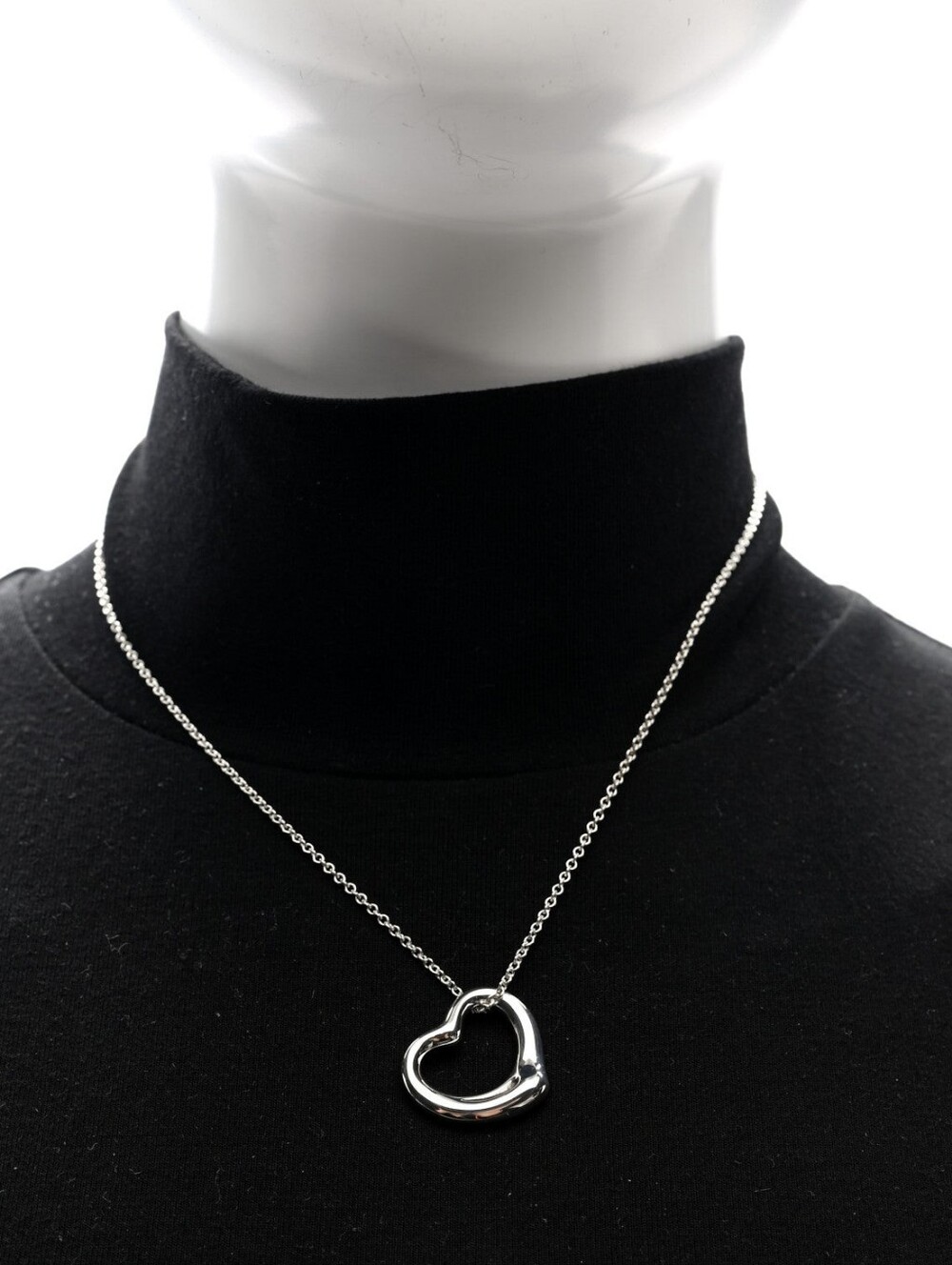 Tiffany Sterling Silver Elsa Peretti 22mm Open Heart Pendant Necklace